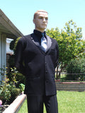 American Smooth Long Black Vest with Satin Lapels