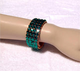 FNB Nude Stretch 4 Row Fully Stoned Bangle: Emerald (size 30' stones)
