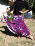 NUG 1010 - P622 Purple and Fuchsia Print Pattern American Smooth Skirt