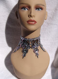 NUG 68725 Black Lace Choker: Aurora Borealis & Clear Crystal