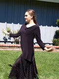 NUG MS535 Black 3/4 Sleeve Stretch Blouse