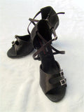 Stephanie Professional Dance Shoes E1015 Black Satin Inter-Changeable Strap
