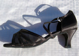Stephanie 12005 - 15 Black Satin & Mesh X - Strap Latin Shoe
