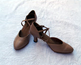 Stephanie Dance Shoes 15006 - 51 Beige Leather X-Strap American Smooth Shoe